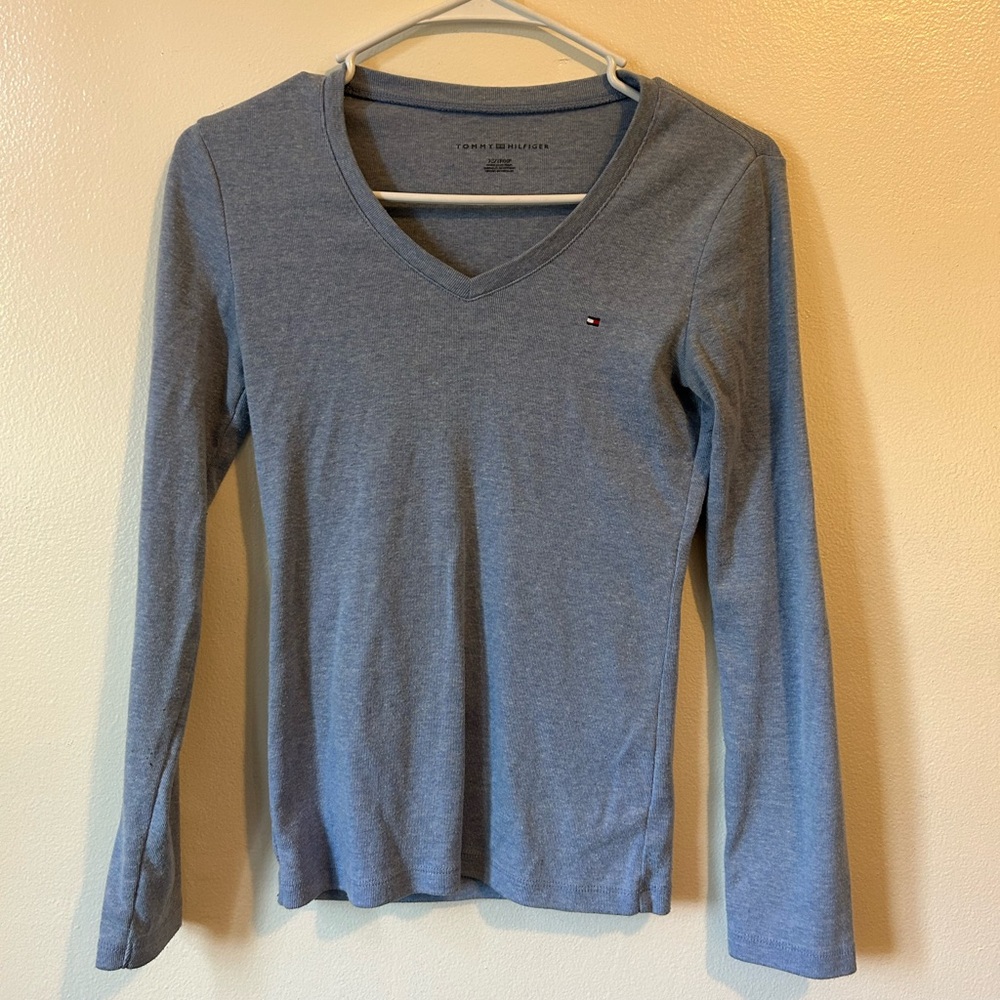 Blue long sleeve Tommy Hilfiger V-neck